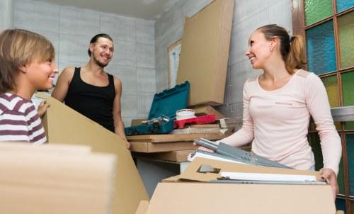 Office relocation planning in Dollishill with moving boxes and desks
