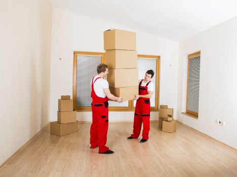 Stored household items labeled and arranged in a secure storage space