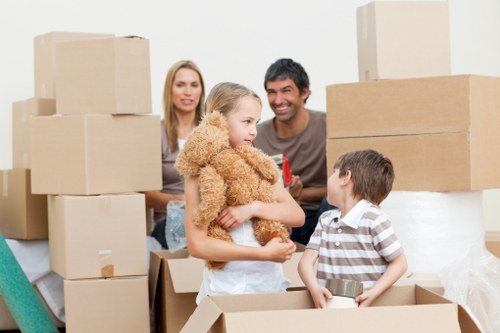 Organized boxes and furniture prepared for storage in Dollishill